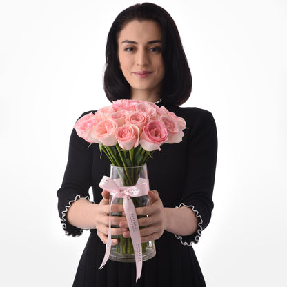 Sweet Pink Roses Vase