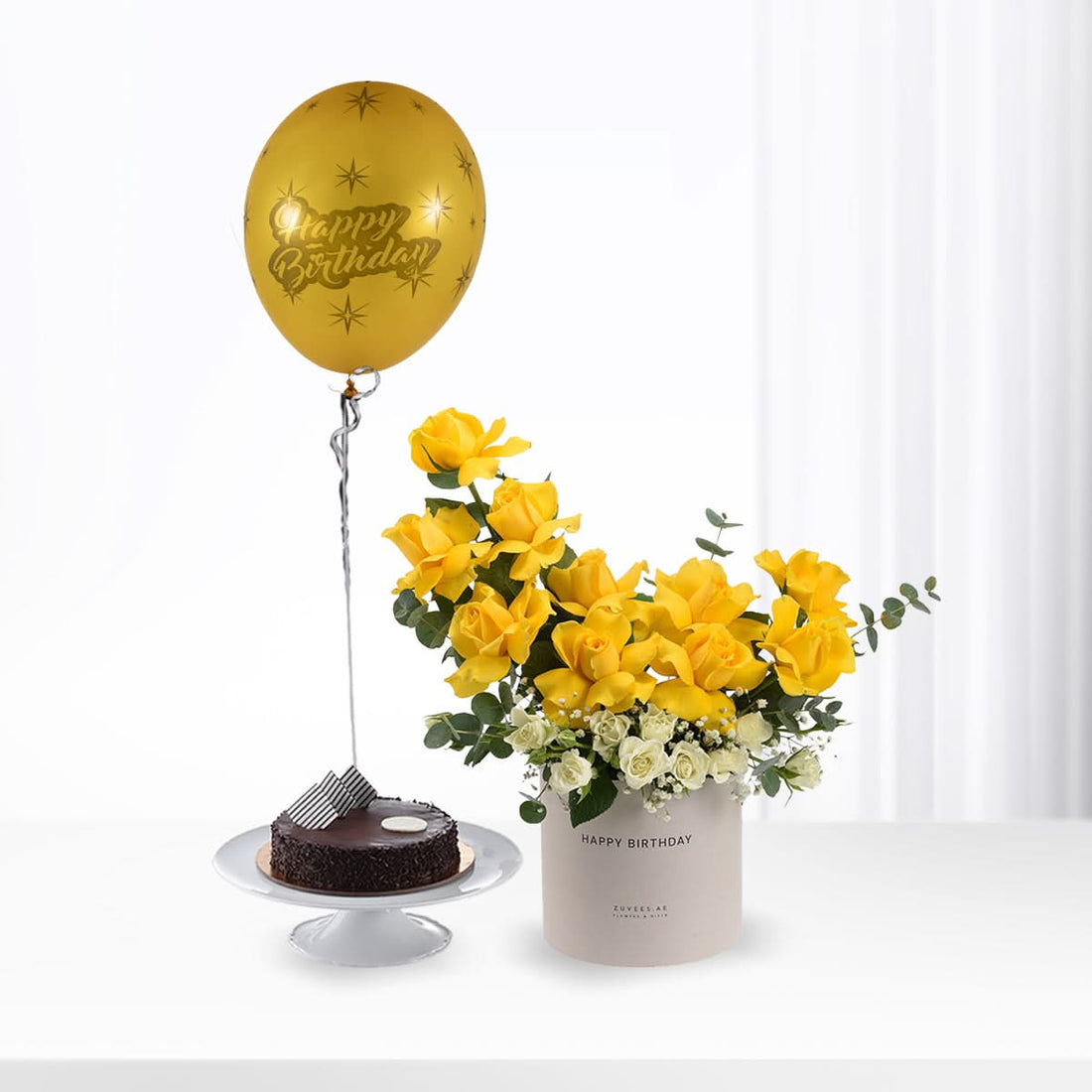 Sunshine &amp; Snowflakes Birthday Bloom Box &amp; Cake Combo