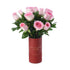 12 Pink Roses Vase To Mom - Zuvees.ae
