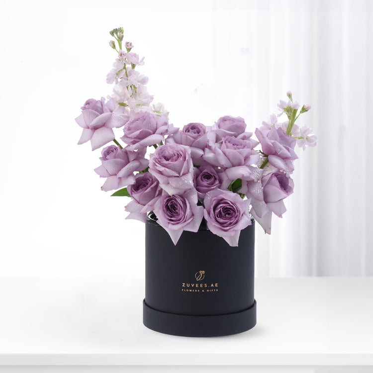 Lavender Bliss In Black Bloom Box - Zuvees.ae