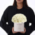 Elegant white roses in minimalist box, "Happy Birthday" gift.