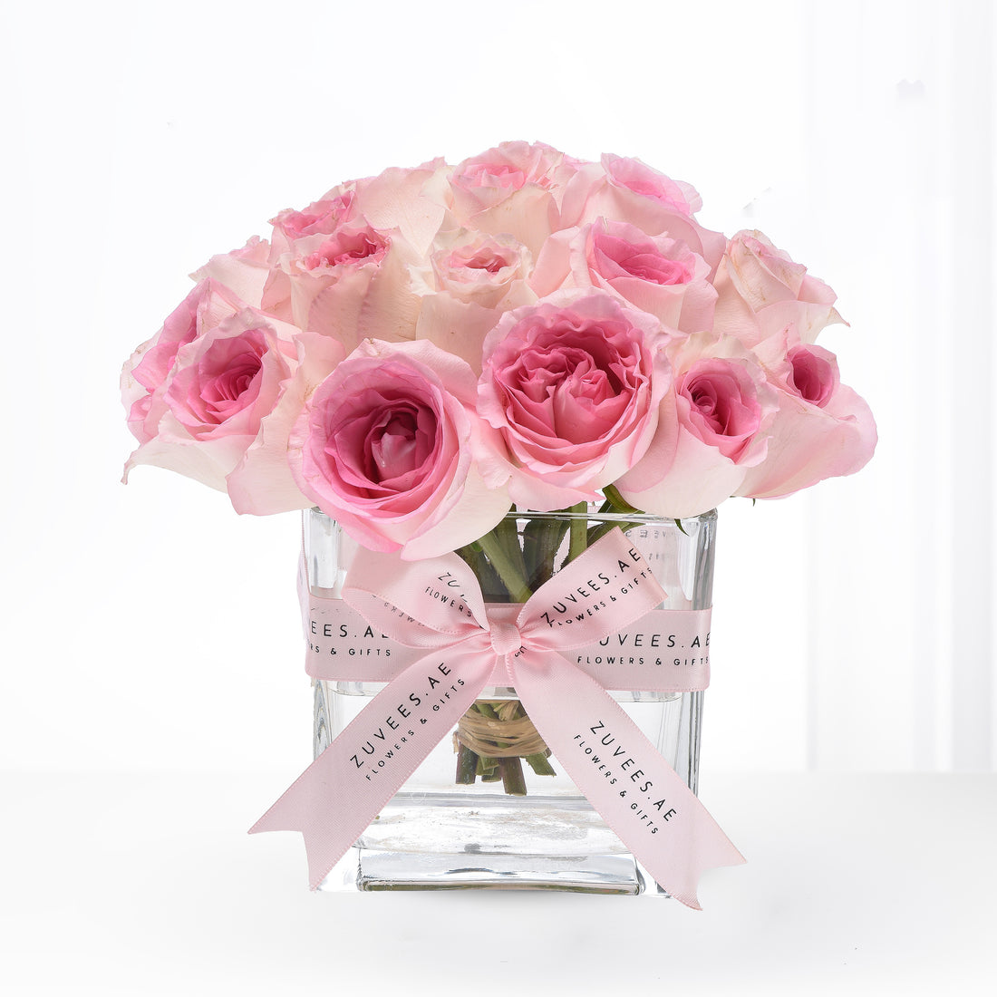 Pink Symphony In Glass Vase - Zuvees.ae