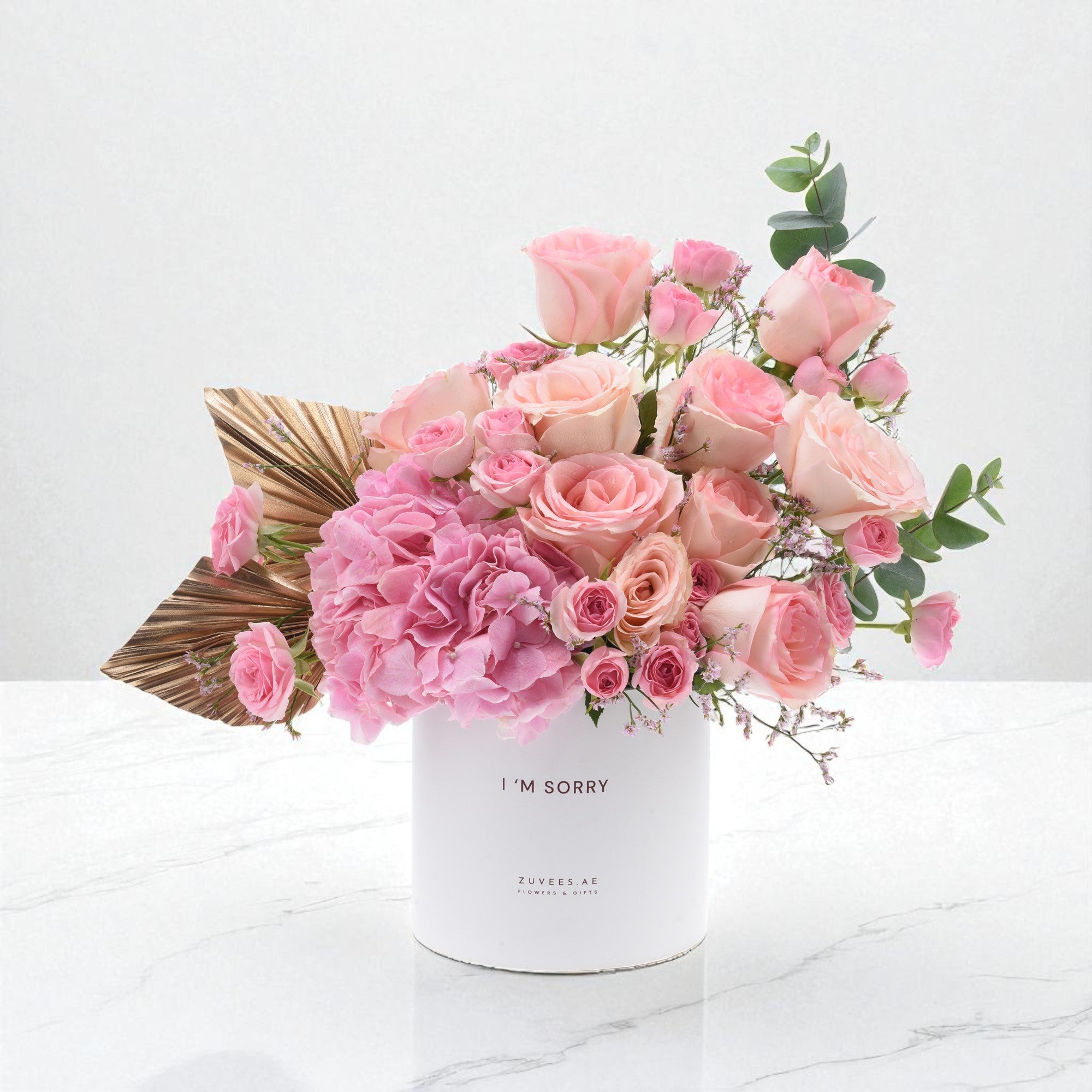 Golden & Pink I’m Sorry Box | Apology Flowers Dubai – Zuvees.ae