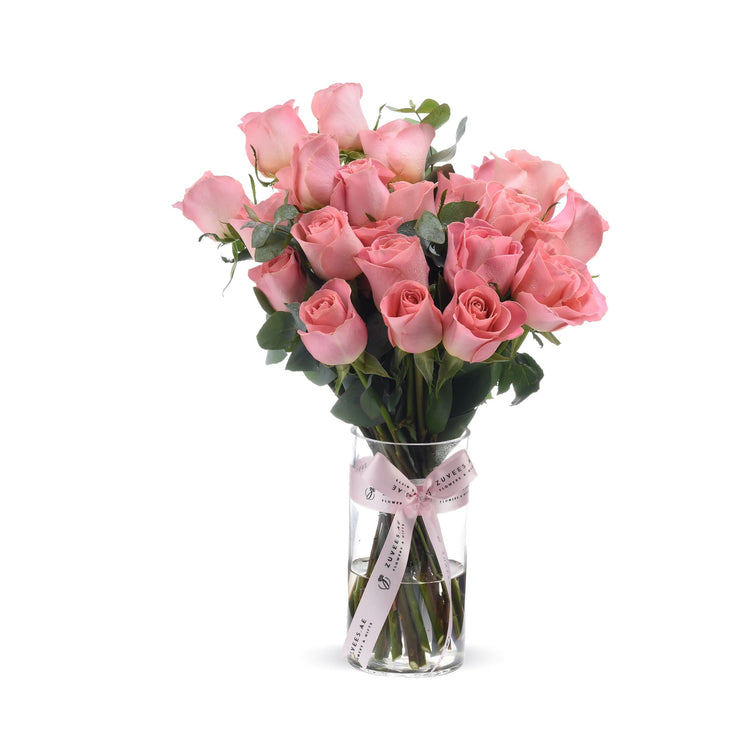 Purely Hermosa – 24 Pink Roses Vase